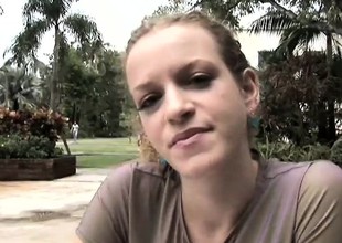 Fair-faced youthful woman Jessi is having nasty open-air banging